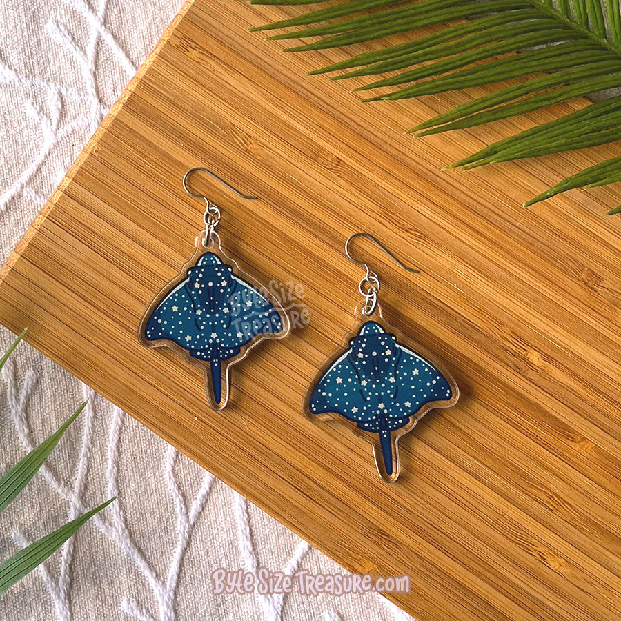 Spotted Eagle Ray \\ Acrylic Earrings