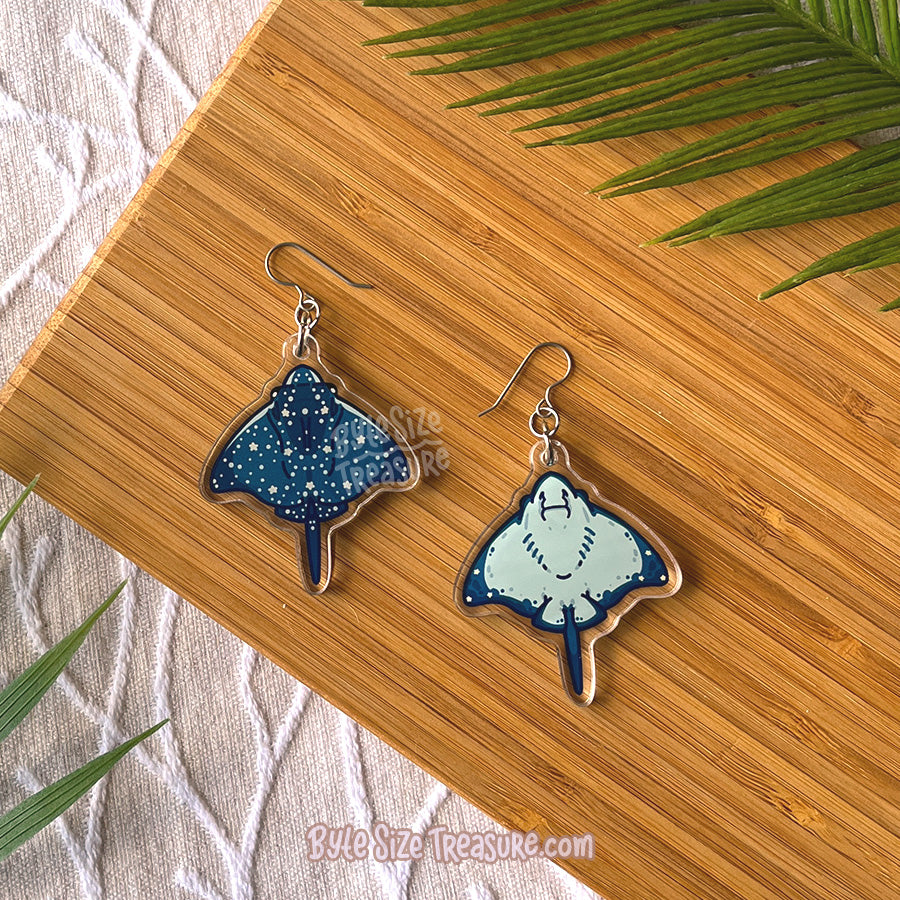 Spotted Eagle Ray \\ Acrylic Earrings