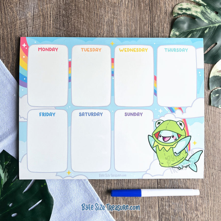 Kermie Shark Magnetic, Dry-Erase Weekly Planner
