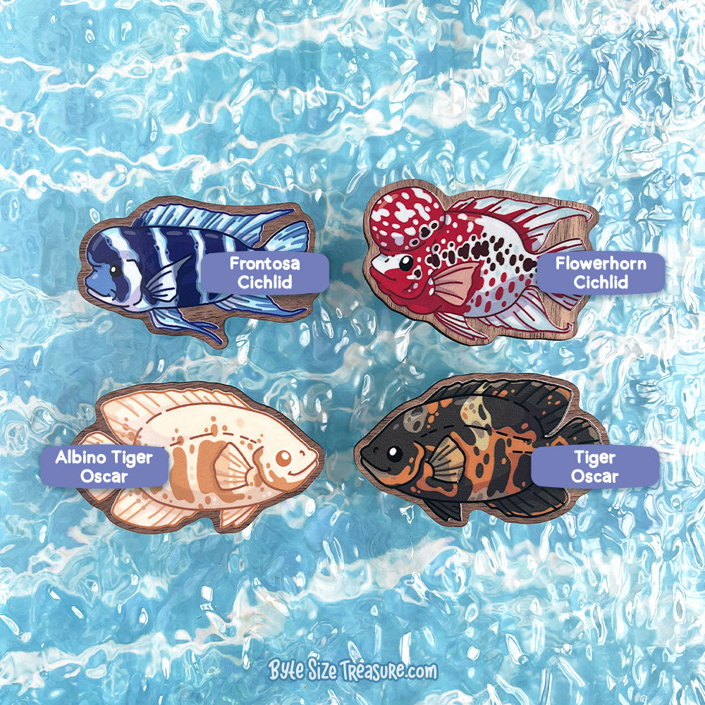 Large Cichlids \\ Wooden Magnet