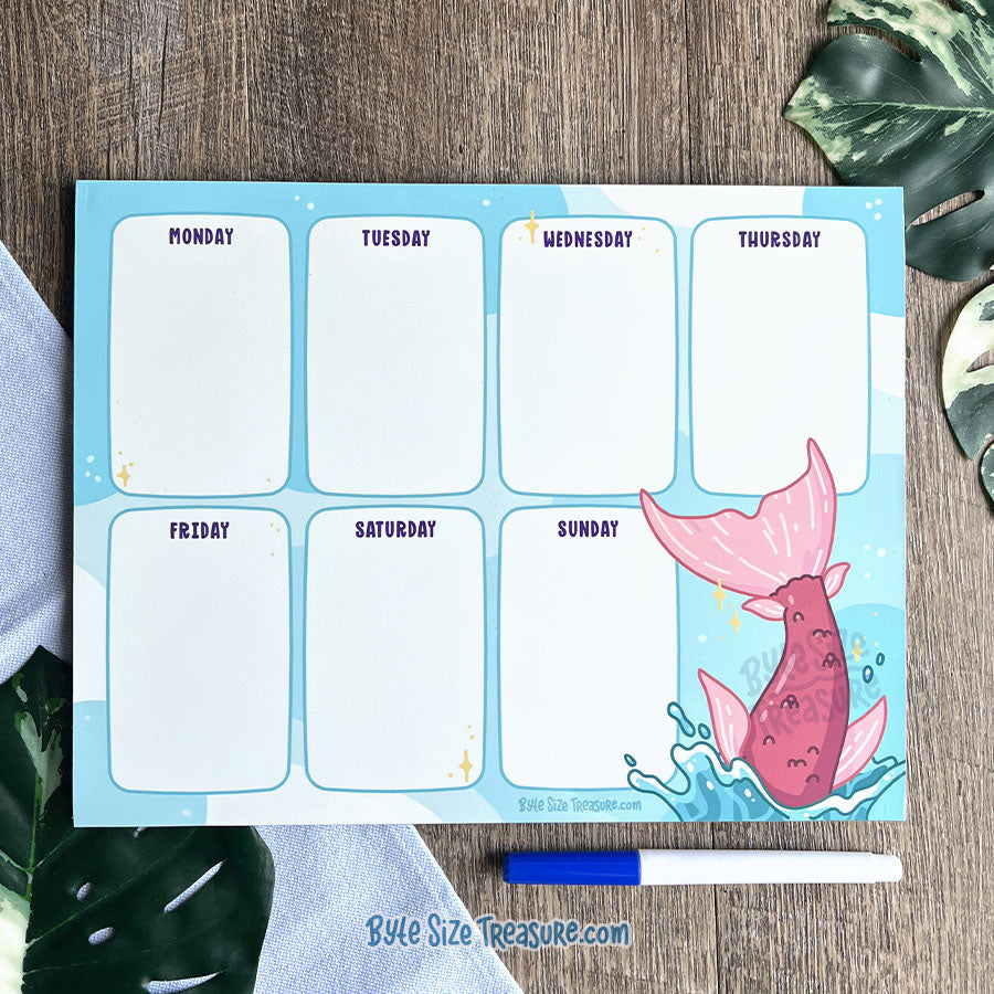 Mermaid Tail Magnetic, Dry-Erase Weekly Planner