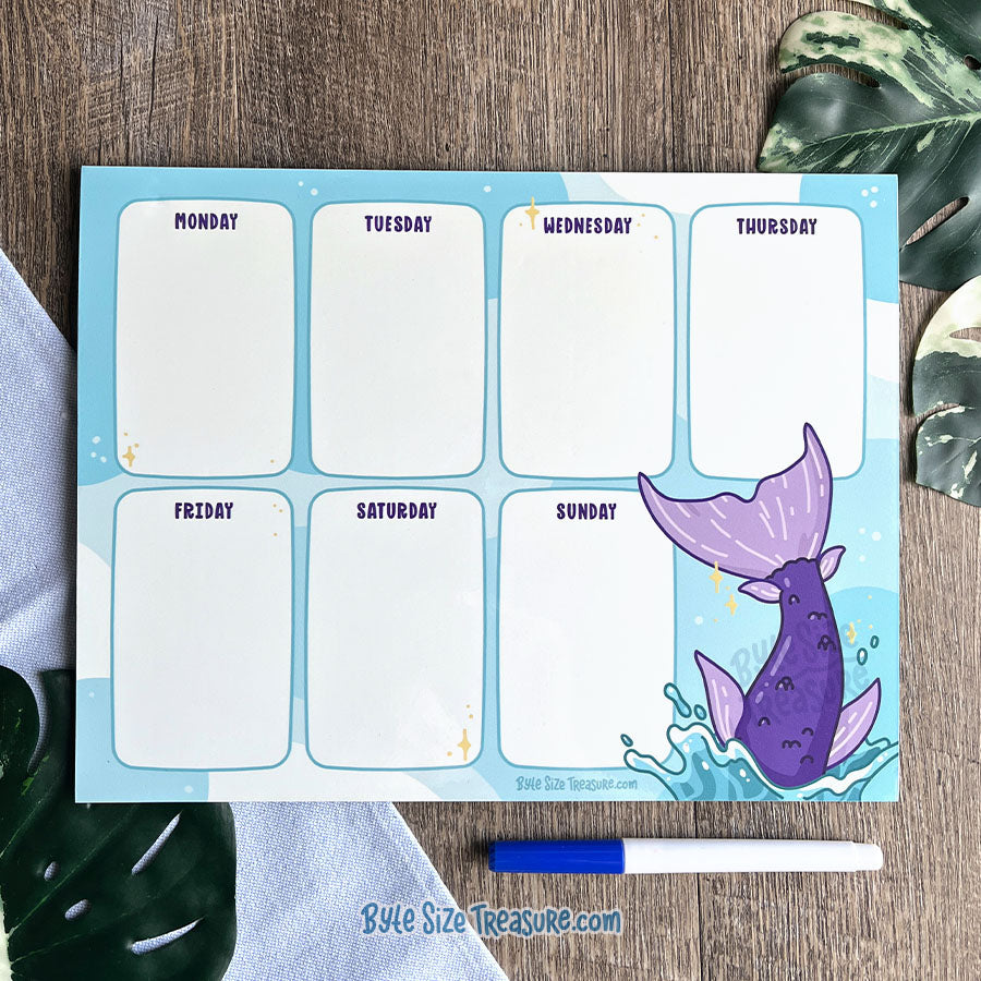 Mermaid Tail Magnetic, Dry-Erase Weekly Planner