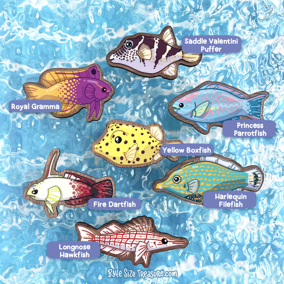 Reef Fish \\ Wooden Magnet