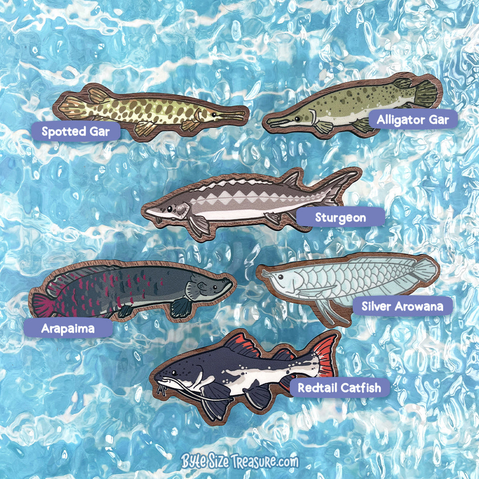 River Monsters \\ Wooden Magnet