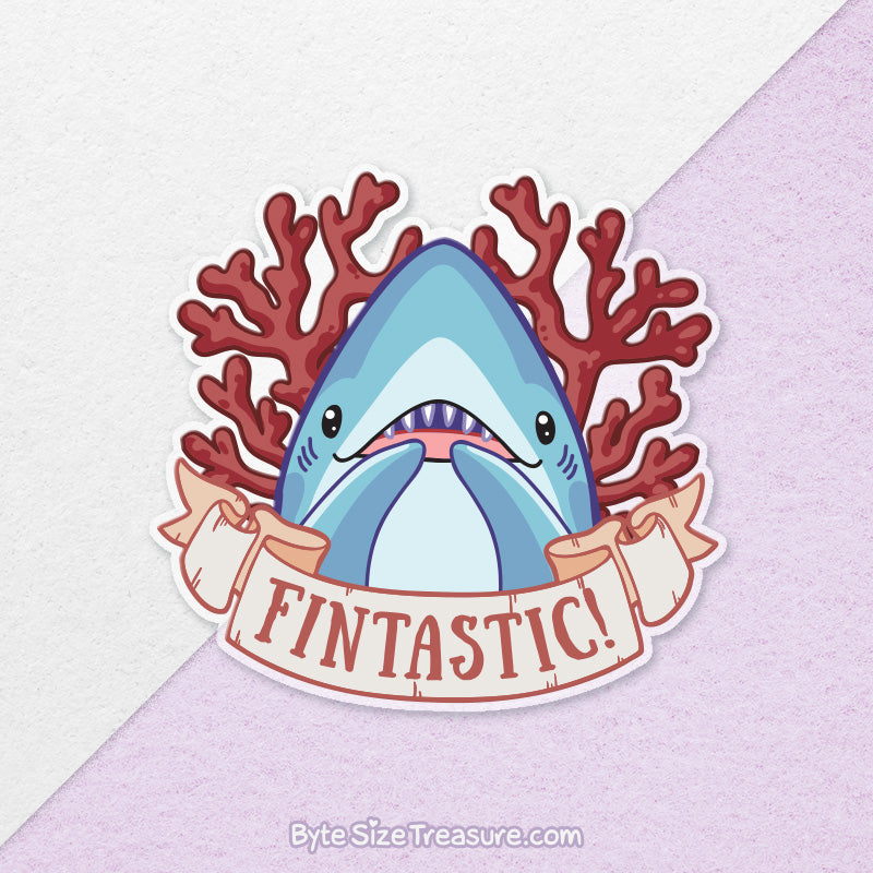 Shark Puns 1 \\ Large Clear Vinyl Sticker