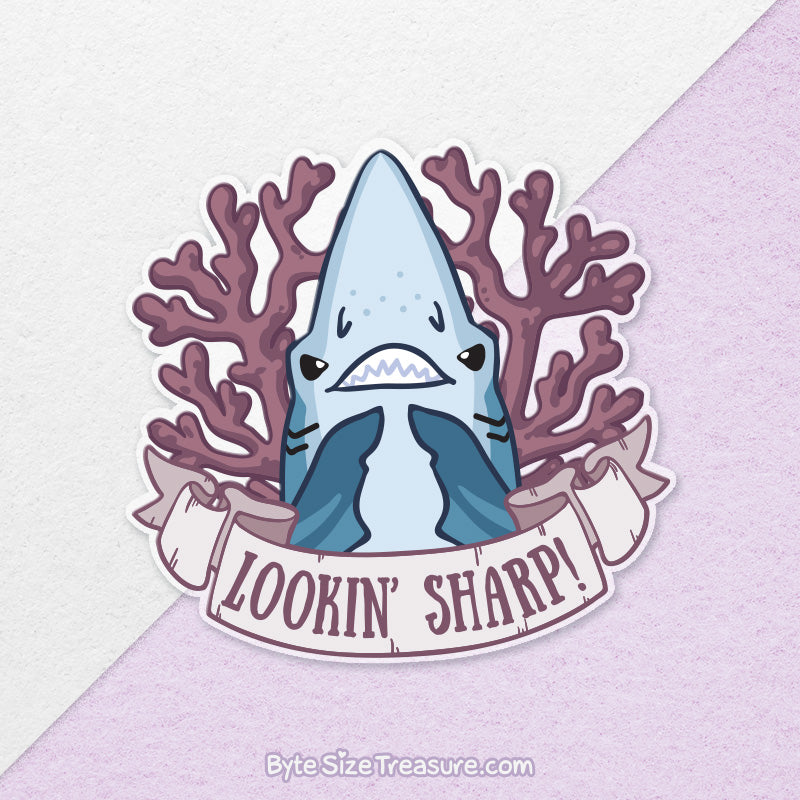 Shark Puns 3 \\ Large Clear Vinyl Sticker