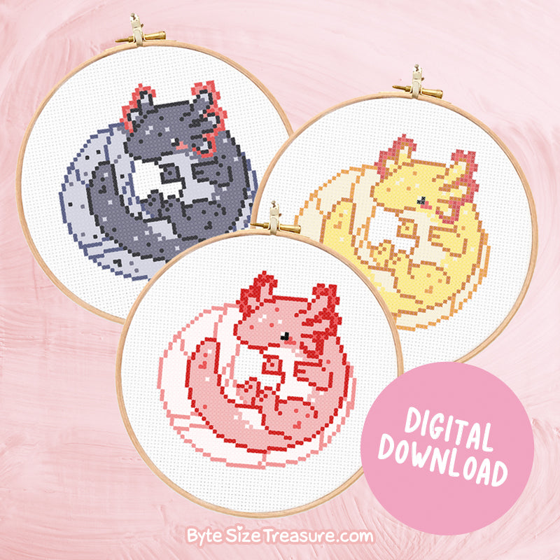 Axolotl Trio \\ Cross Stitch Pattern