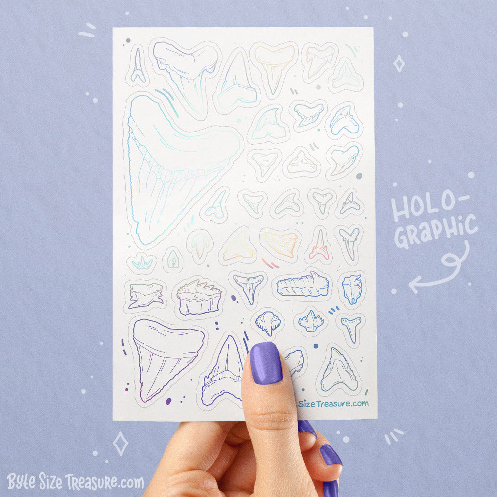 Shark Teeth Holographic Sticker Sheet