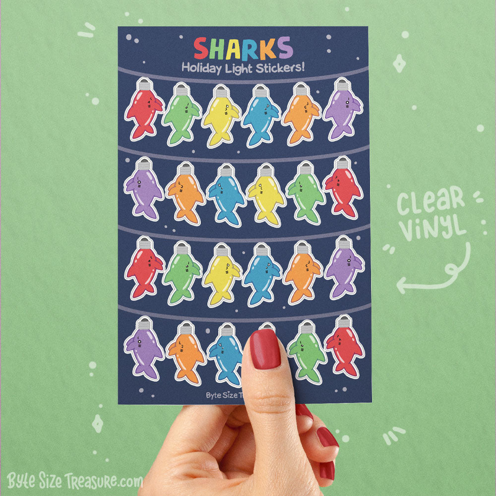 Shark Holiday Lights Sticker Sheet