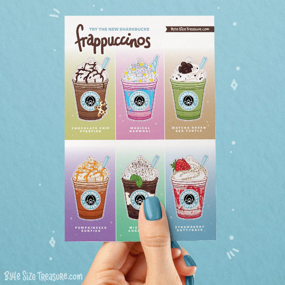 Sharkbucks Frappes Sticker Sheet