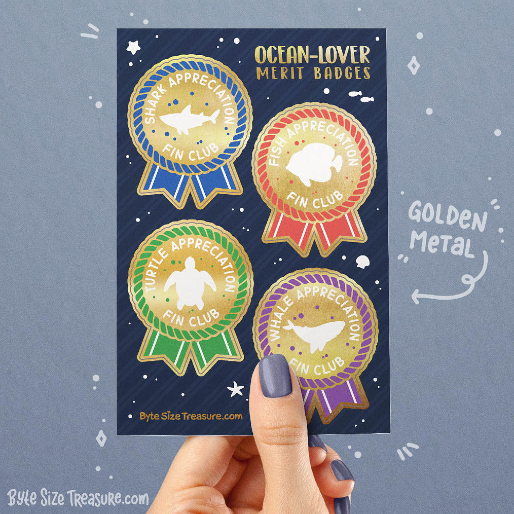 Gold Merit Badges Sticker Sheet