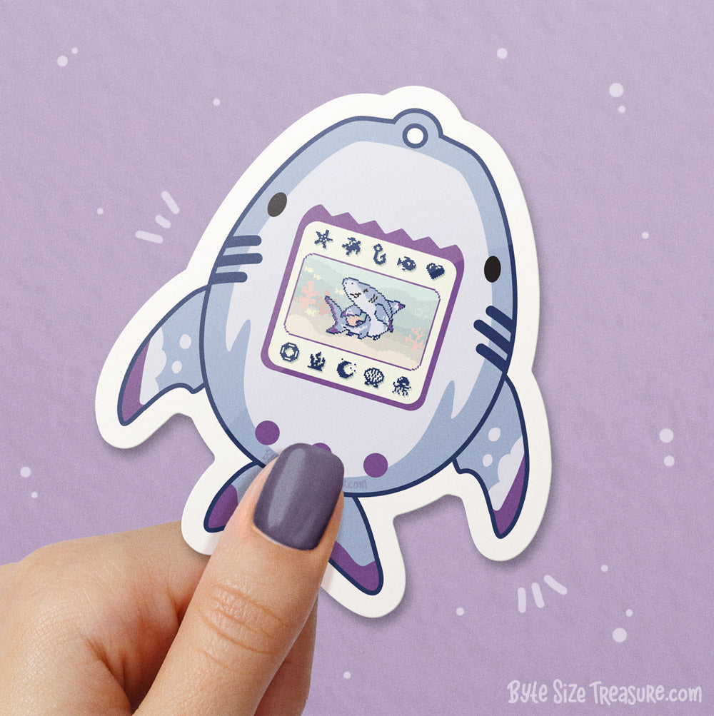 Blacktip Reef Sharkagotchi \\ Vinyl Sticker