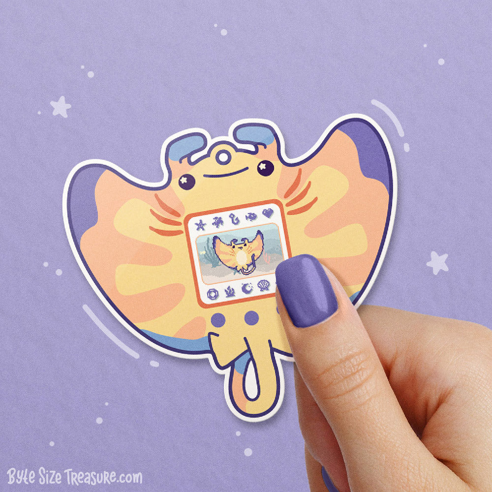 Manta Ray Aquagotchi \\ Vinyl Sticker