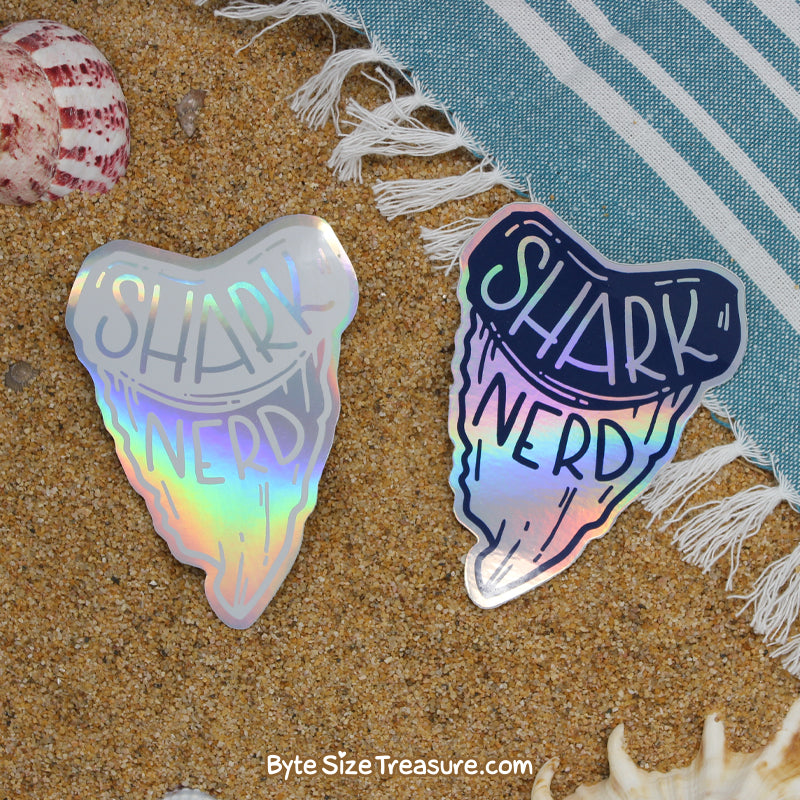 Shark Nerd Holographic Sticker