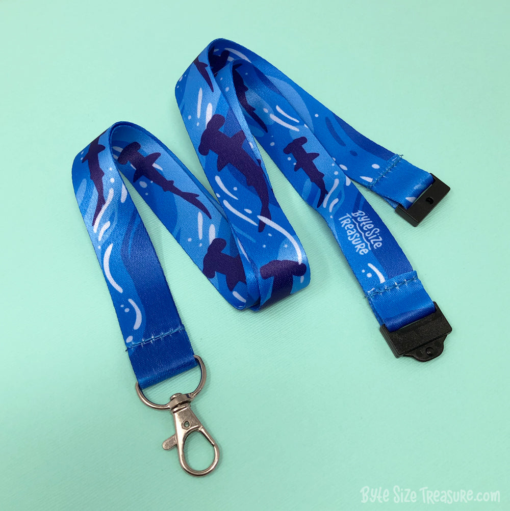 Nighttime Swimming Sharks Lanyard