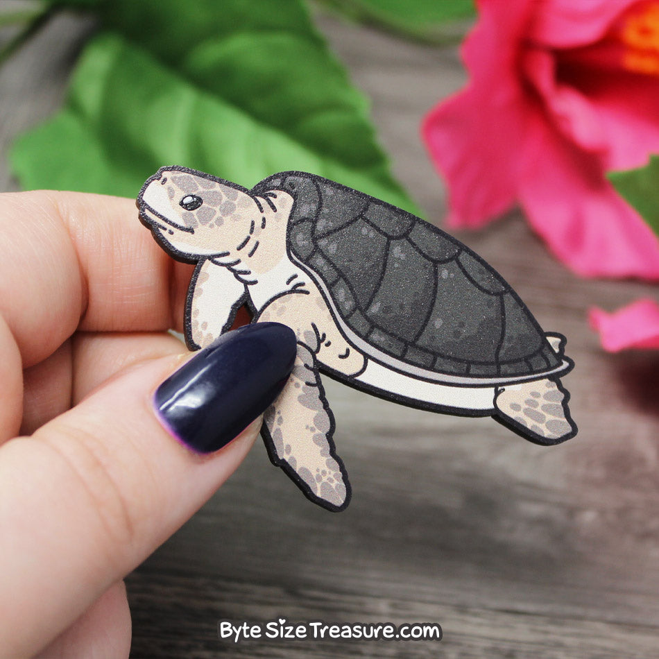 Flatback Sea Turtle \\ Wooden Pin, Magnet, or Necklace