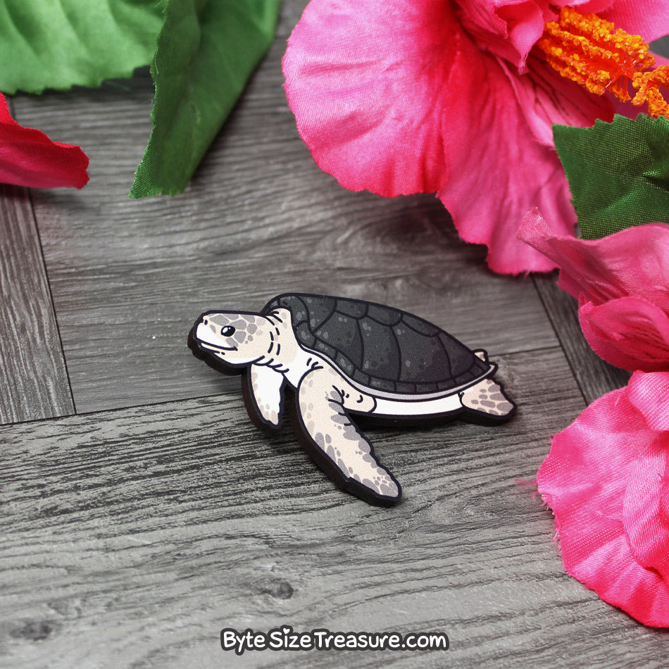 Flatback Sea Turtle \\ Wooden Pin, Magnet, or Necklace