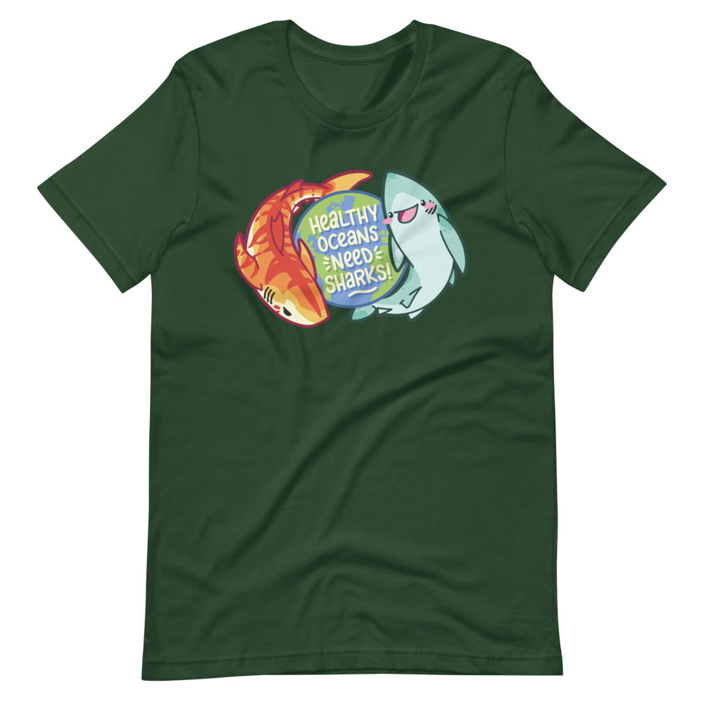 Healthy Oceans Need Sharks \\ Short-Sleeve Unisex T-Shirt
