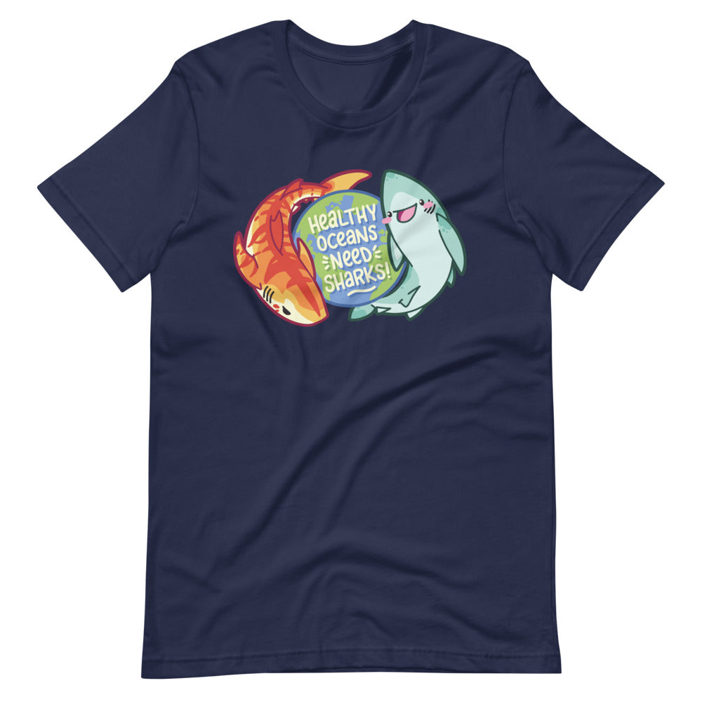Healthy Oceans Need Sharks \\ Short-Sleeve Unisex T-Shirt