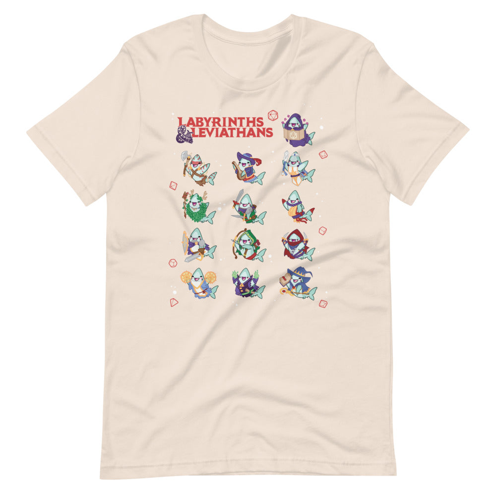 Labyrinths & Leviathans RPG Shark Classes \\ Short-Sleeve Unisex T-Shirt