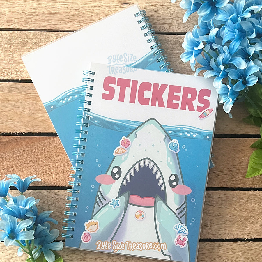 A spiral-bound sticker book titled &