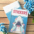 A spiral-bound sticker book titled &