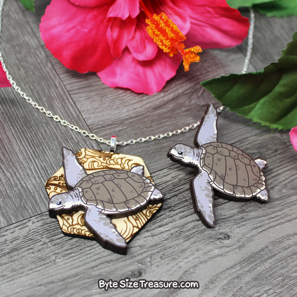 Sea Turtle Shaped Under The Sea Quote Pendant Necklace | DOTOLY