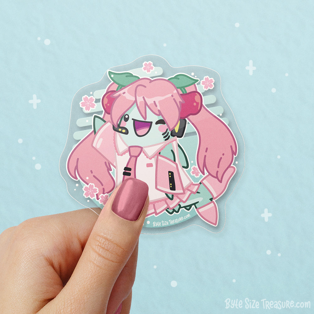 Cherry Blossom Miku Costume Clear Vinyl Sticker