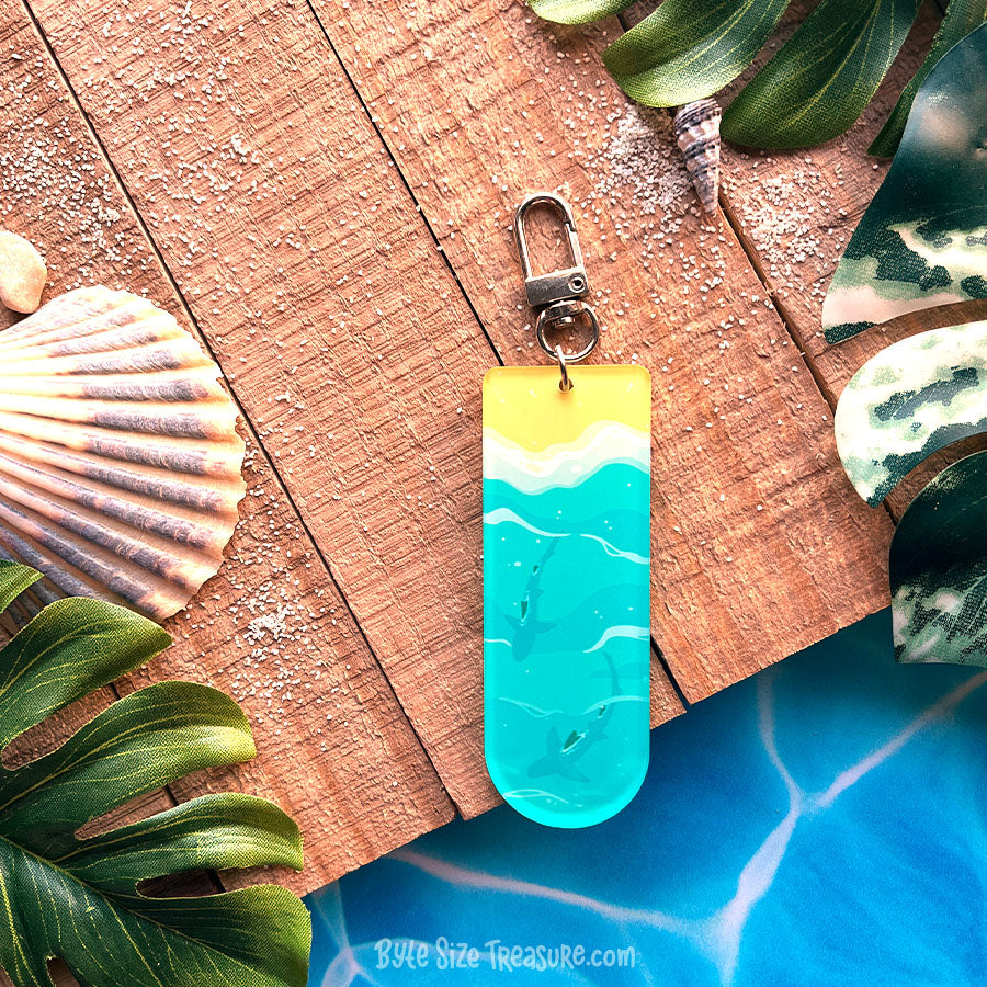 Shark Beach Acrylic Keychain