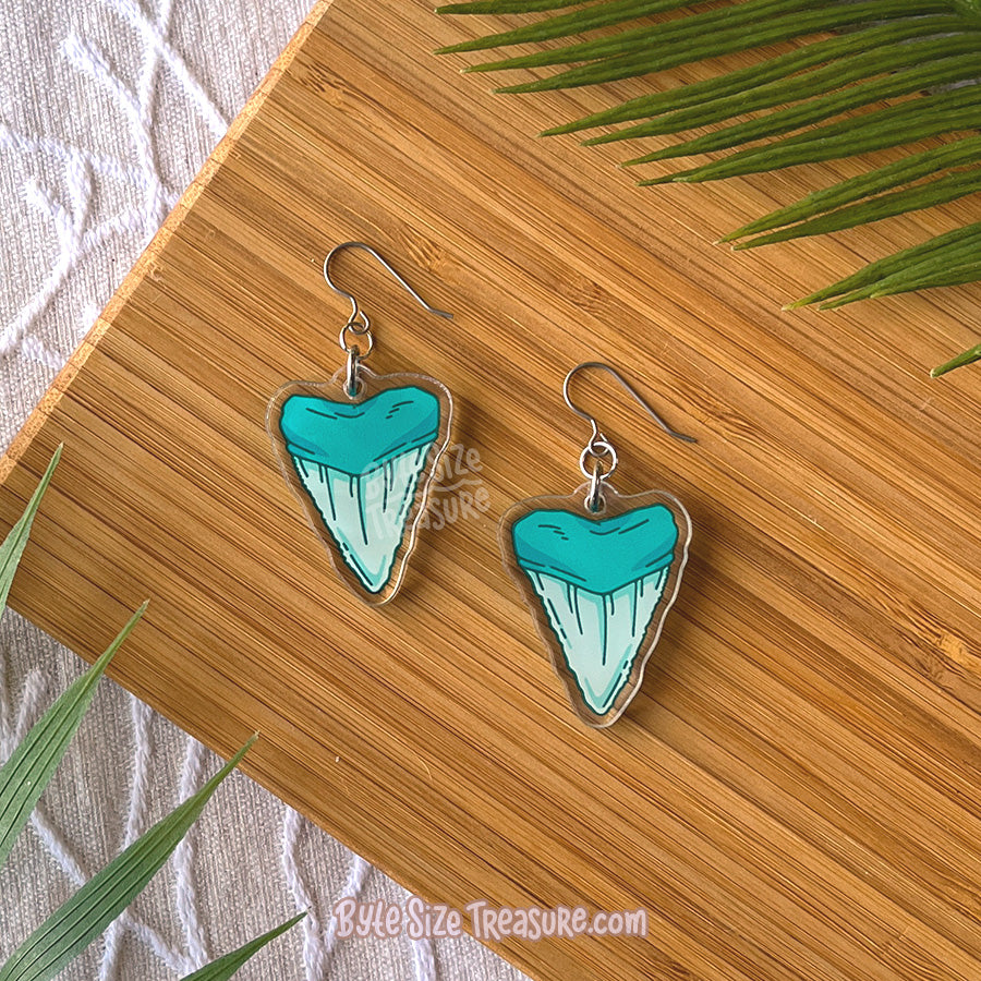 Great White Shark Teeth \\ Acrylic Earrings