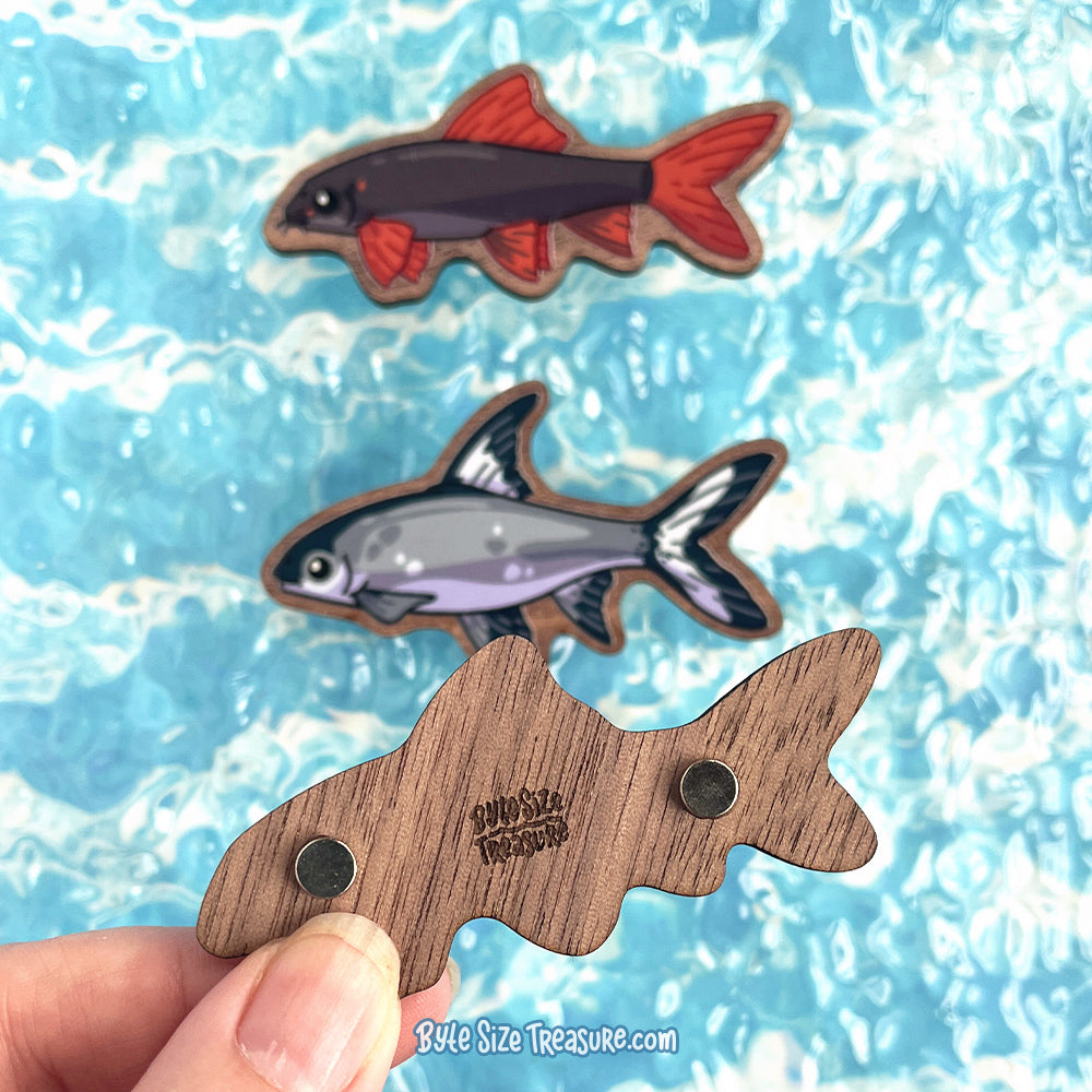 Freshwater Sharks \\ Wooden Magnet