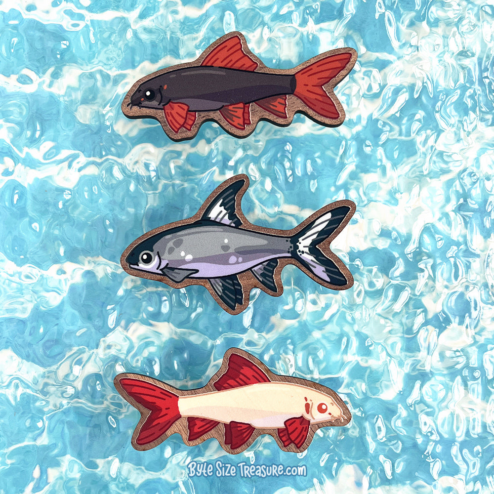 Freshwater Sharks \\ Wooden Magnet