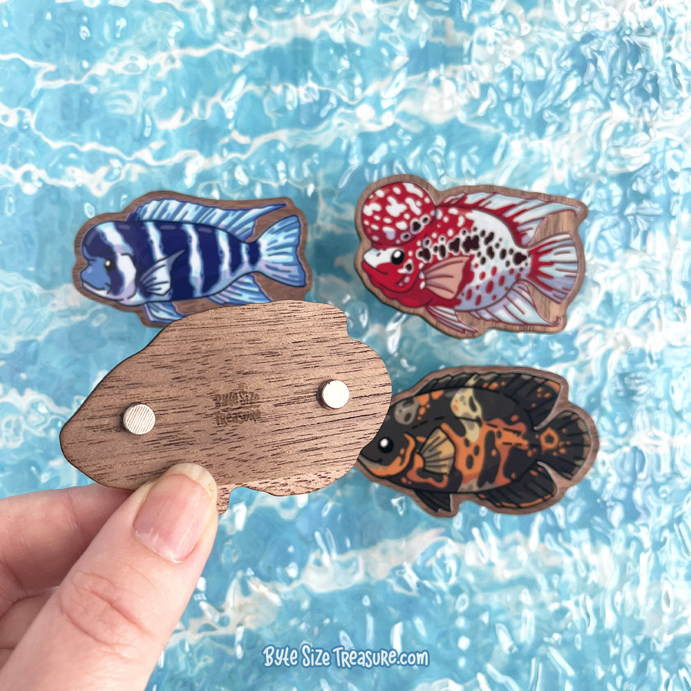 Large Cichlids \\ Wooden Magnet