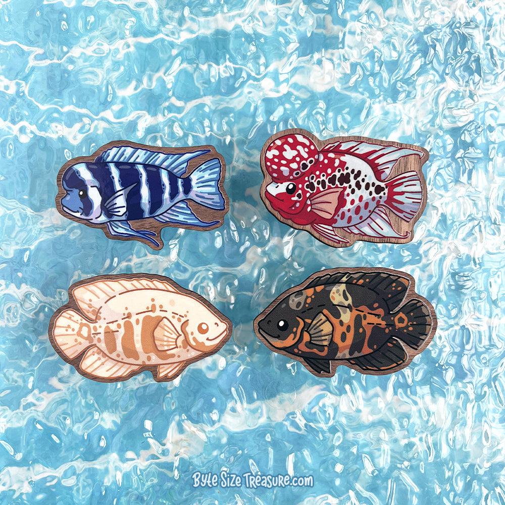 Large Cichlids \\ Wooden Magnet