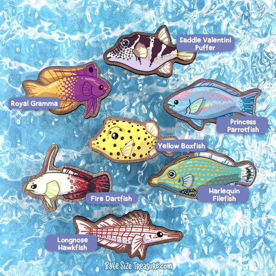 Reef Fish \\ Wooden Magnet