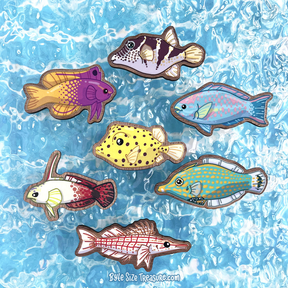 Reef Fish \\ Wooden Magnet