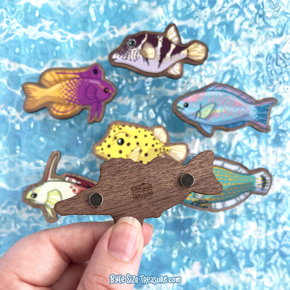 Reef Fish \\ Wooden Magnet
