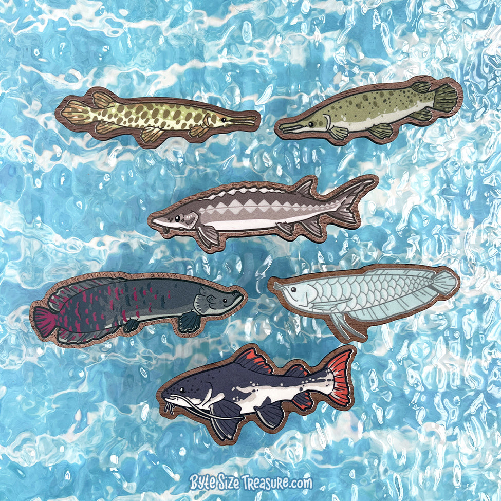 River Monsters \\ Wooden Magnet