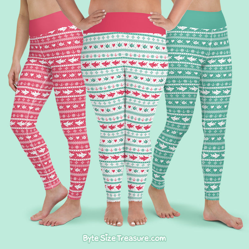 Red &amp; Green Fish-mas \\ Leggings