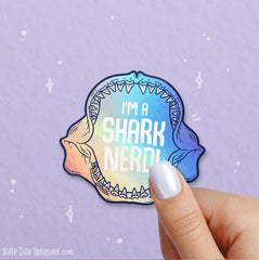 Shark Nerd Holographic Vinyl Sticker