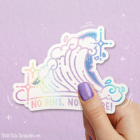 No Fins No Future Holographic Vinyl Sticker