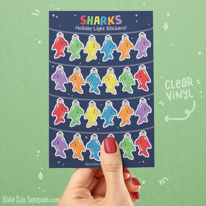 Shark Holiday Lights Sticker Sheet
