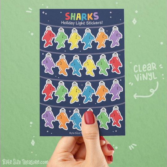 Shark Holiday Lights Sticker Sheet