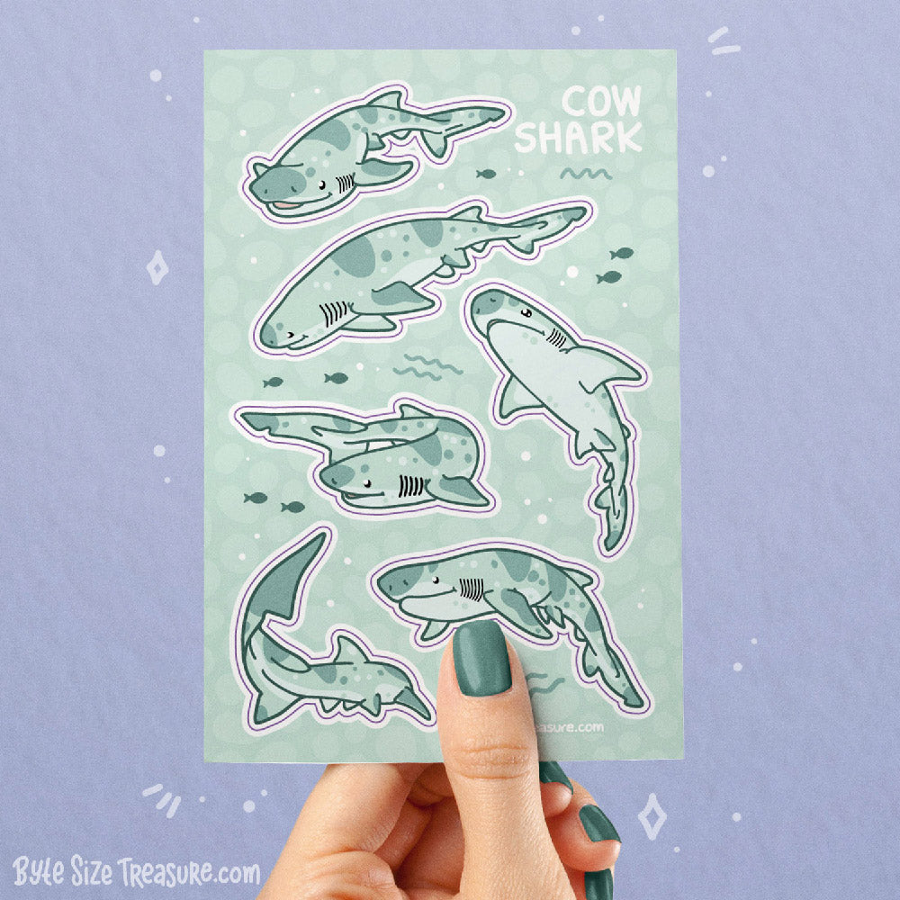 Cow Shark Sticker Sheet