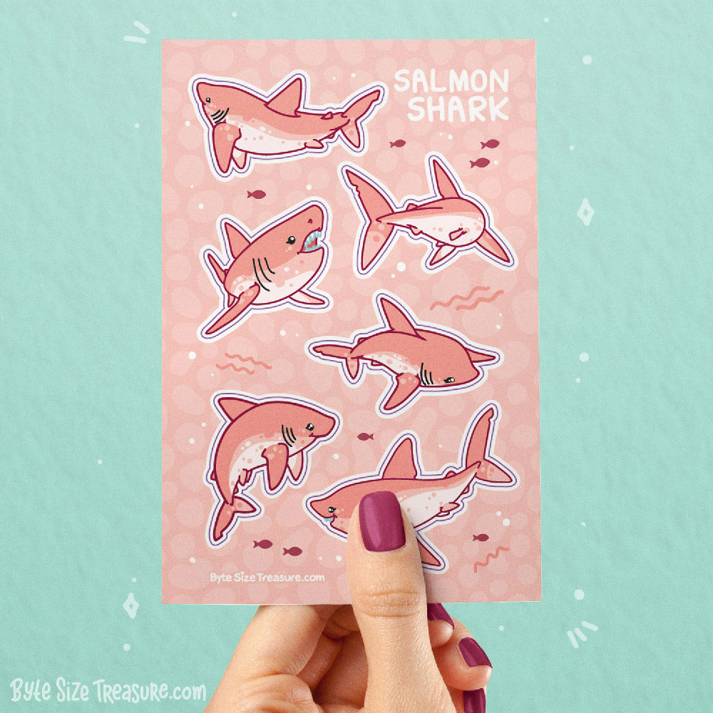 Salmon Shark Sticker Sheet