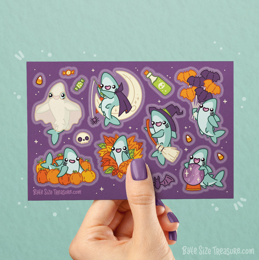 Halloween Sharks Sticker Sheet