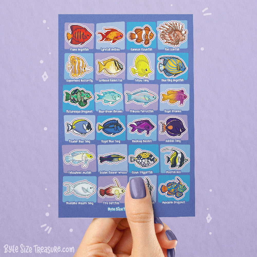 Saltwater Reef Fish Sticker Sheet