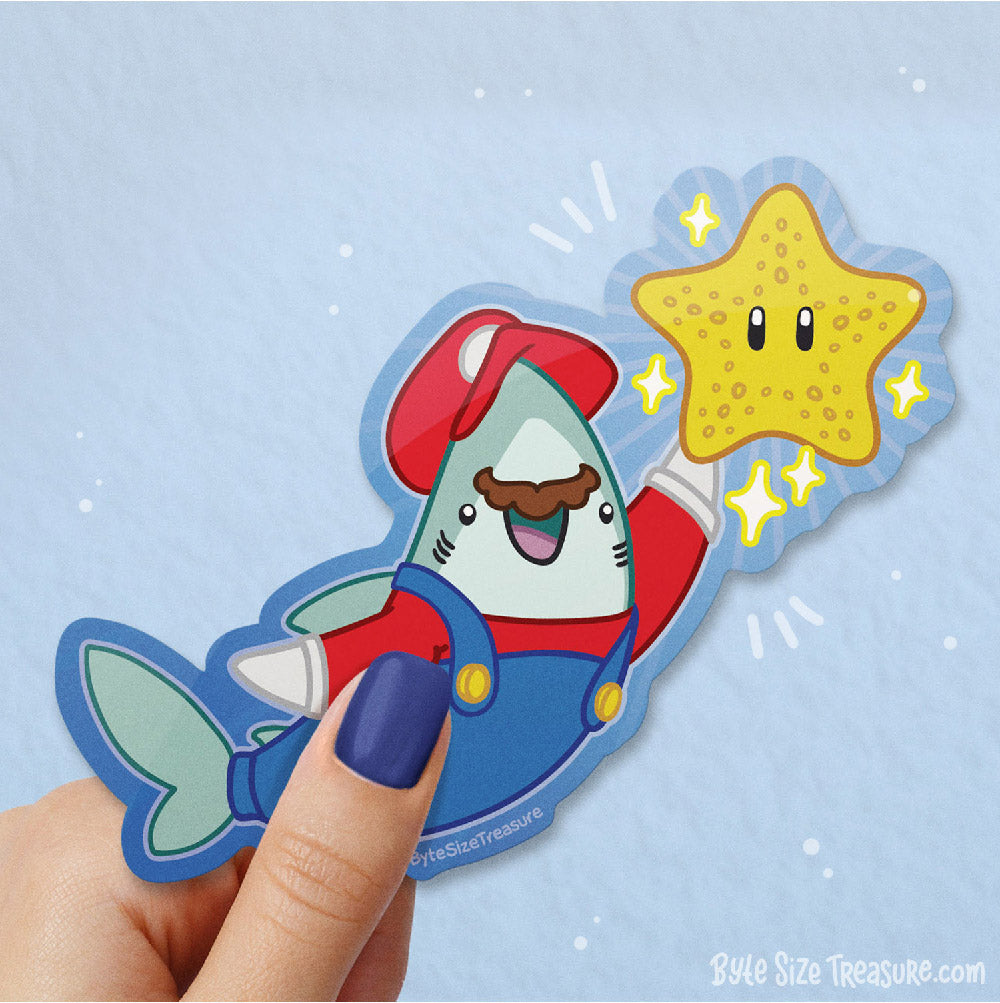 Super Mario Shark \\ Vinyl Sticker