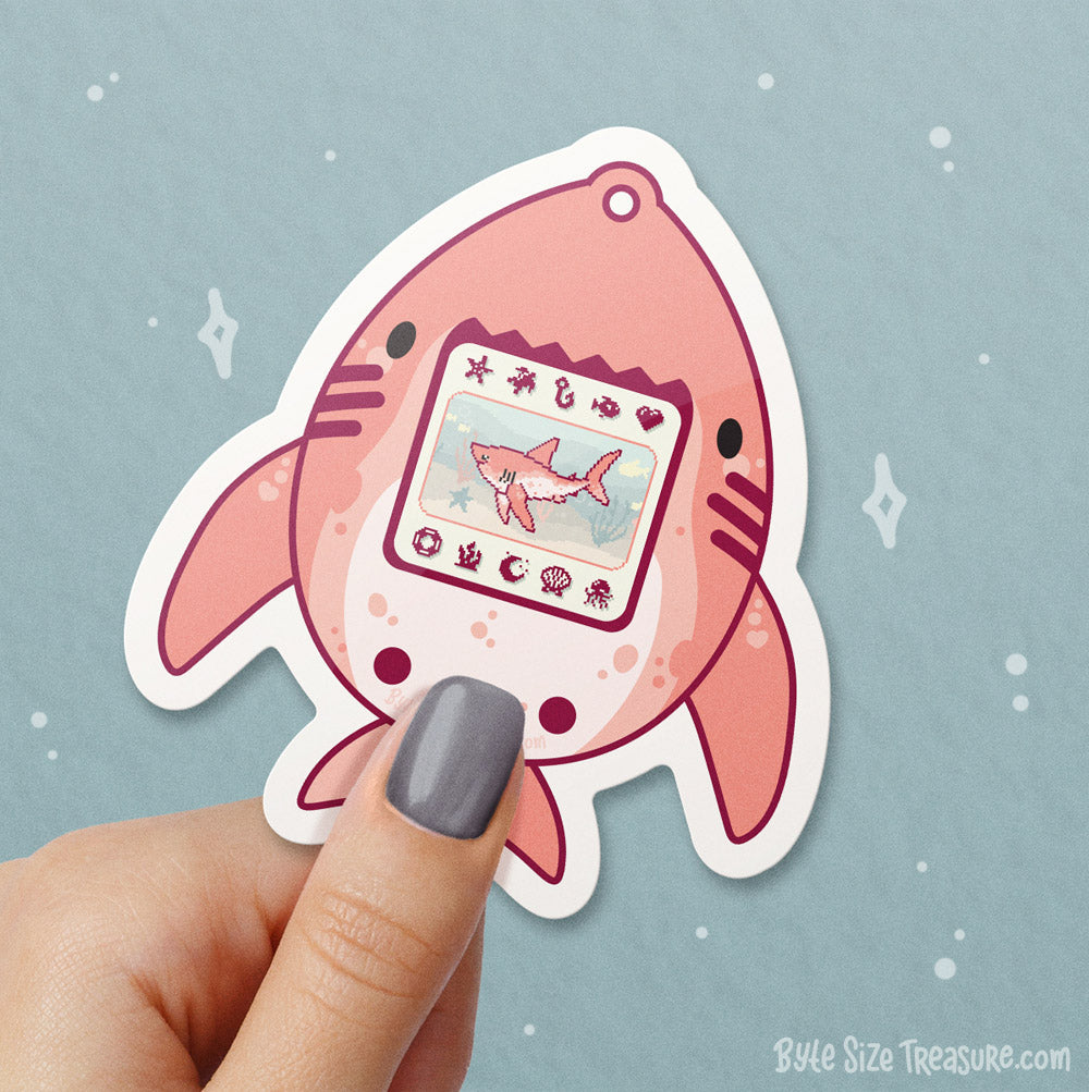 Salmon Sharkagotchi \\ Vinyl Sticker