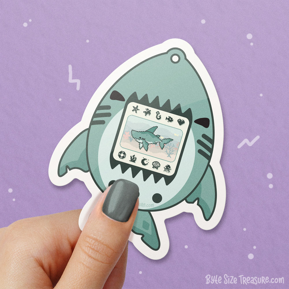 Megalodon Sharkagotchi \\ Vinyl Sticker